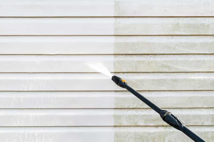 Residential exterior power washing in Atlanta, GA: Before and after transformation.